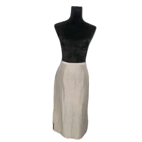 EILEEN FISHER Skirt Raw Silk Midi Straight High Waist Side Zip Gray size PS - Picture 1 of 8